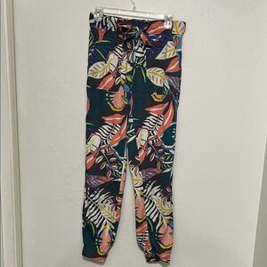 C&C 100% Lyocell Tropical Print Elastic Waist Jogger Pants Modern Boho Resort